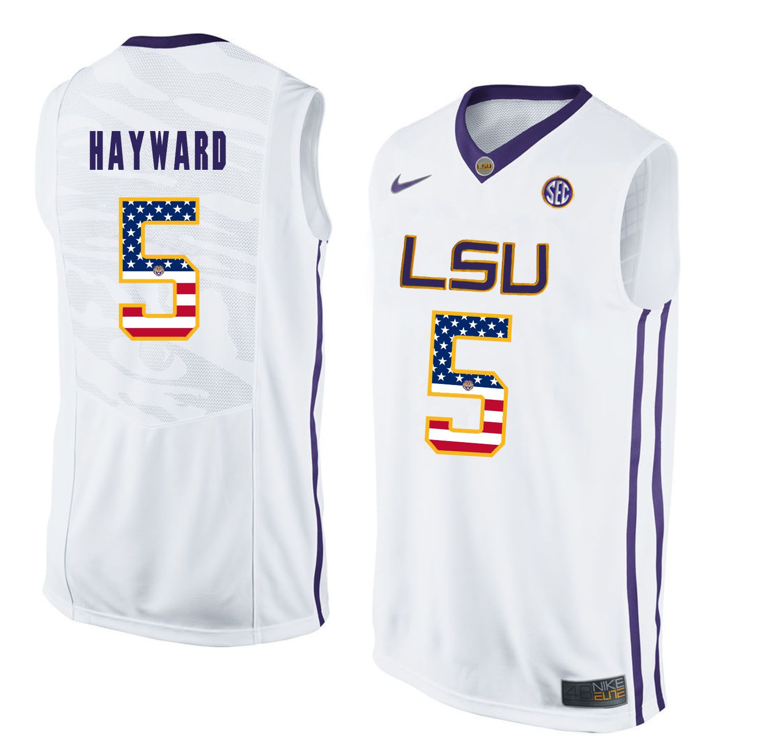 Men LSU Tigers #5 Hayward White Flag Customized NCAA Jerseys